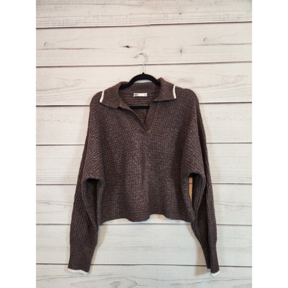 So Good For Life Women's Brown Stretch V-Neck‎ Long Sleeve Sweater Size Large